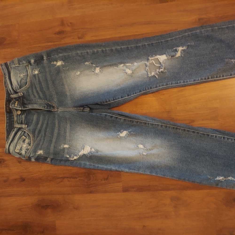 High Rise Distressed Blue Jeans